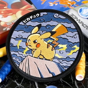 Anime-Videospiel, japanischer PKM-Charakter – Aufbügeln – Pikachu-Stickerei-Aufnäher