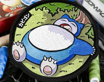 Anime videogame Japans PKM-personage - Strijkpatch - Snorlax borduurpatch