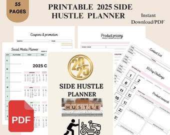 Side Hustle Planner-paket, utskrivbar affärsplanerare (digital nedladdning)