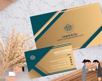 Modern Floral Business Card Design | Contact Card Template (Instant Download)