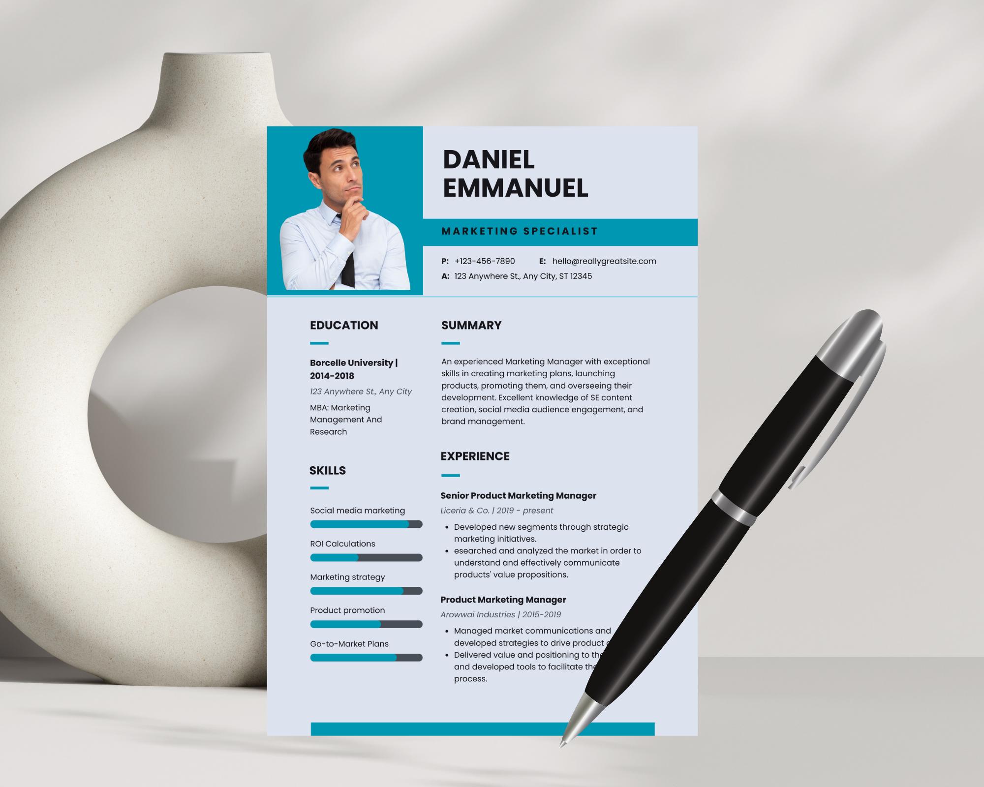 Modern Resume Template, Professional CV, ATS Friendly (digital Download ...