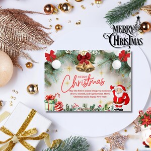 Modello di biglietto di auguri natalizio moderno bianco-verde, biglietto di auguri natalizio stampabile, download digitale, splendido biglietto di auguri natalizio stampabile.