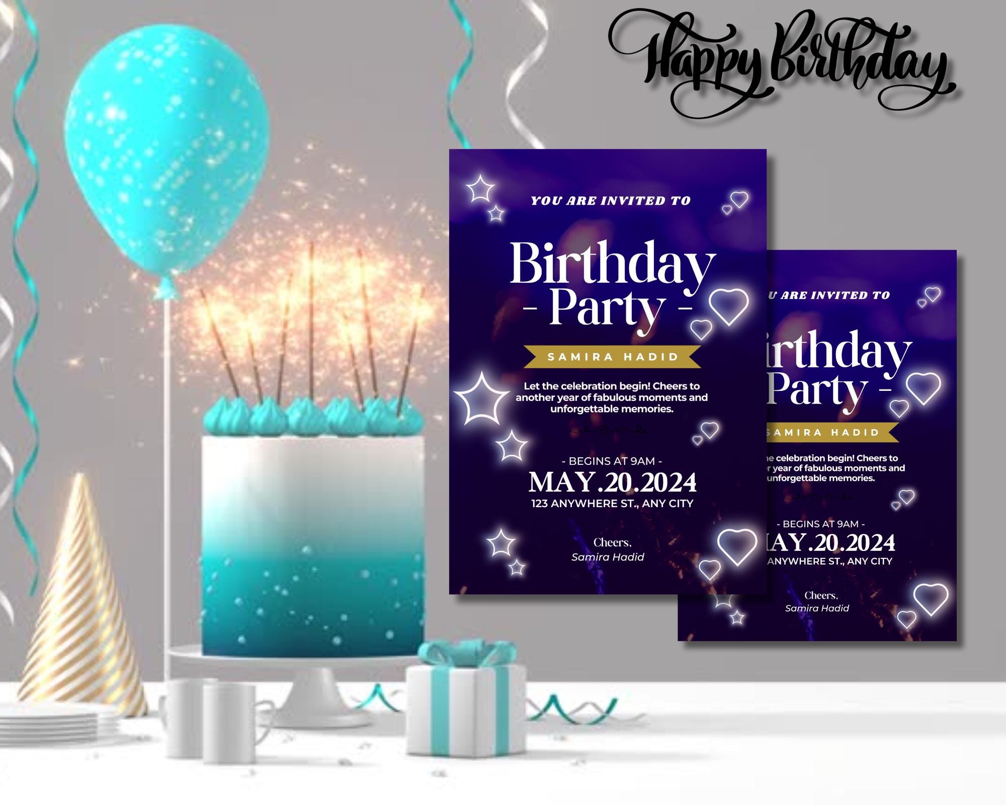Printable Birthday Party Invitation Template (instant Download) - Etsy