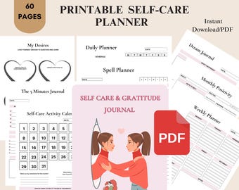Self-Care Planner Printable | Self-Love Journal | Mental Health Worksheet Kit | Mindfulness Journal | Wellness Planner Bundle | Mood Tracker