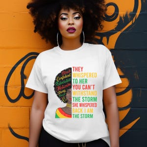 Womens Juneteenth I Am The Storm T-Shirt for Black Women Girl Funny Black History Month Gift for Mom Grandma Wife Girlfriend Daughter Sister