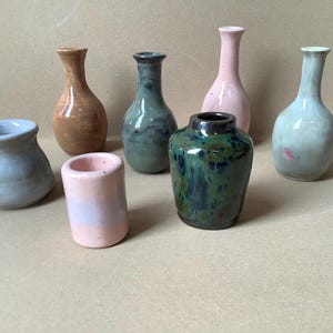 Small Glazed ceramic vase, printer tray trinket,  tiny vase for cats whiskers