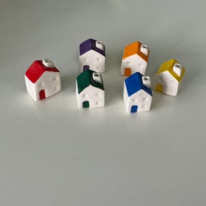 Miniature Ceramic Houses, Glazed Roofs, Chimney, Hand-Sculpted Home Decor