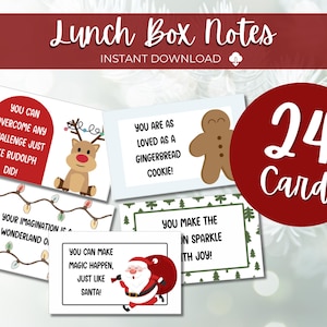 Christmas Lunch Box Notes for Kids, Holiday Lunch Box Cards, Kids Affirmations, Printable Holiday Positive Affirmation Cards, Kids Lunch Box