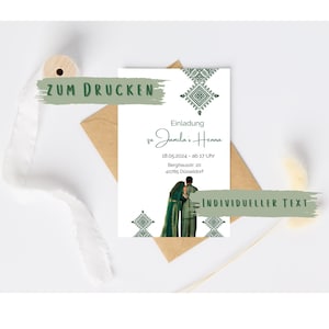 Cartes d'invitation numériques Henné Invitation traditionnelle marocaine pour Henné, Nikkah, bureau d'état civil à personnaliser et à imprimer