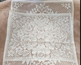 Lace Fabric Lot of 2. Pillow toppers. Doily. Table cover. 16" sq