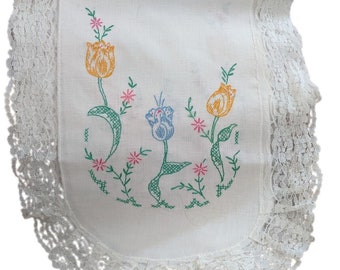 Embroidered Dresser Scarf Table Runner Spring Easter Lace Shabby chic 15x50"read