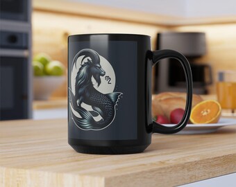 Mug signe du zodiaque Capricorne : cadeau astrologique pour les amateurs de café (tasse noire de 15 oz)