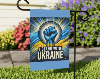 Bannière drapeau, Drapeau de jardin, Bannière de maison, Drapeau ukrainien, Je suis d'accord avec l'Ukraine, Décoration d'extérieur patriotique