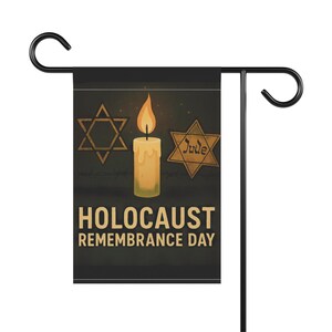 Bandera de jardín del Día del Recuerdo del Holocausto, banderas conmemorativas, decoración de exteriores, letreros de jardín, herencia judía, accesorio conmemorativo imagen 4