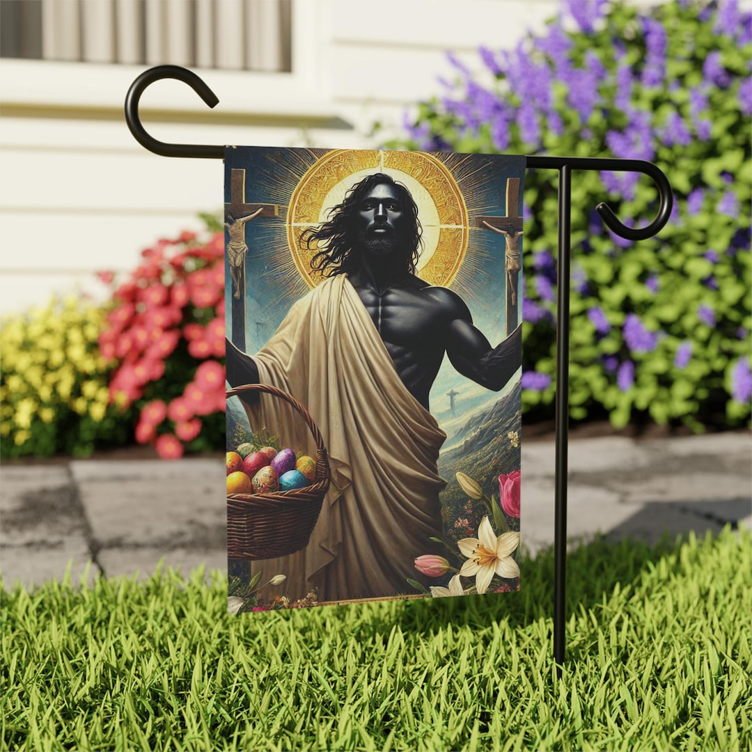 He Has Risen African American Jesus Christ Garden & House Banner