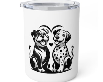 Mug, Puppy Love in black and white, Coffee Cup, Dog Lover Gift, Ceramic Tea Mug, Animal Print Kitchen Decor, Cute Office Desk Accessory