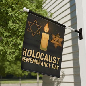 Bandera de jardín del Día del Recuerdo del Holocausto, banderas conmemorativas, decoración de exteriores, letreros de jardín, herencia judía, accesorio conmemorativo imagen 8