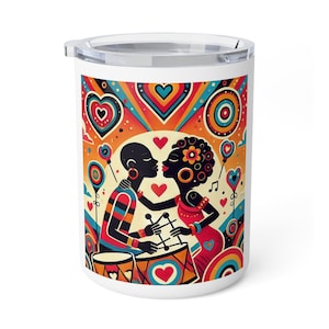 Mooi paar geïsoleerde koffiemok, zwarte man zwarte vrouw verliefd ontwerp, Valentijnsdagcadeau, romantisch koffiekopje, mok voor hem en haar,