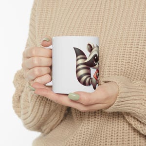 Bonita taza de cerámica con forma de mapache, adorable taza de café con forma de animal, regalo perfecto para amantes de los animales, decoración acogedora para el hogar, regalo de cumpleaños y vacaciones