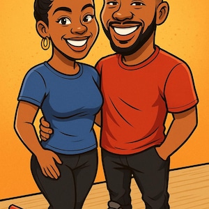 Ritratto personalizzato in stile cartoon – Caricatura divertente dalla tua foto – Regalo personalizzato per coppie, famiglie, animali domestici – Digitale o stampato