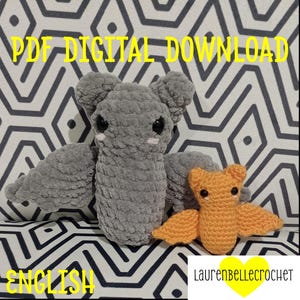 Crochet bat amigurumi plushie pattern pdf, halloween decor, keychain