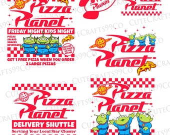 レトロスペースピザレストランバンドルPNG、ピザボックスパーティーPNG、ピザエイリアンPNG、ピザとドリンクPNGシャツデザイン、スペースピザ昇華プリント