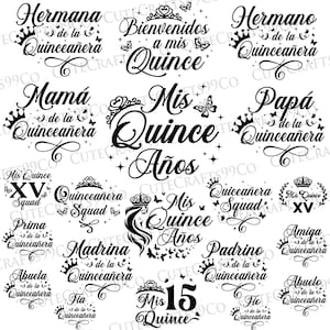 Mis Quince Svg Png Bundle, Mis Quince Squad Svg, Mis Quince Años, Latina Birthday Svg, Birthday Family Svg, Arquivos para Cricut