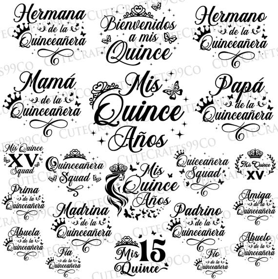 Mis Quince Svg Png Bundle, Mis Quince Squad Svg, Mis Quince Años, Latina Birthday Svg, Birthday Family Svg, Files for Cricut