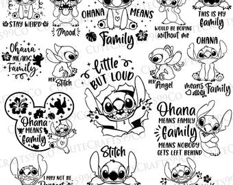 Ohana Means Family Svg Png Dxf Bundle, Stitch Shirt Design, Stitch Quotes Svg, Family Vacation Svg, Birthday Trip Svg