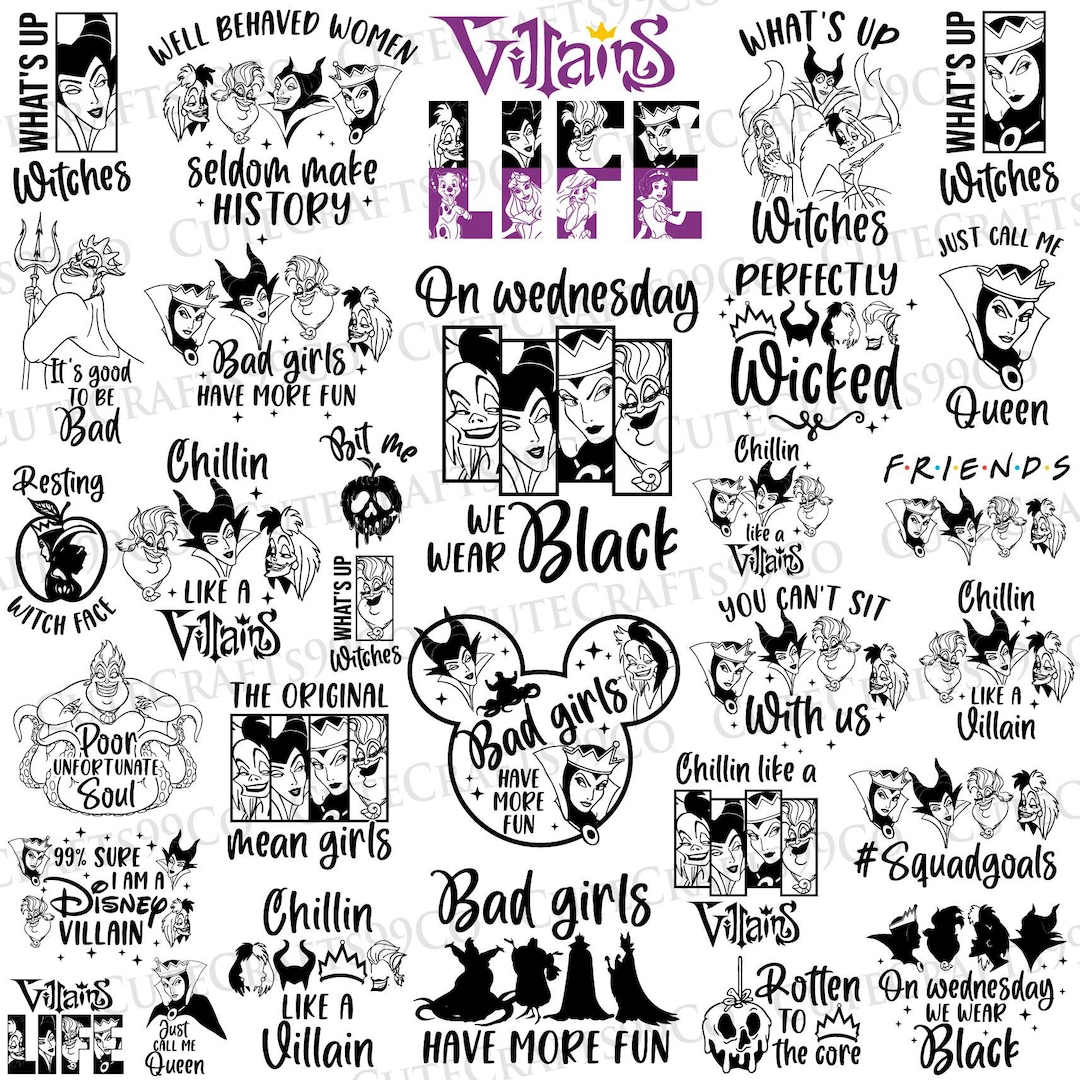 Bundle Outline Villains Svg Png, Bad Girls Friends Svg, Chillin'