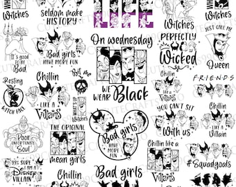 Bundle Outline Villains Svg Png, Bad Girls Friends Svg, Chillin' Like A Villain Svg, Villains Halloween Svg, Magical Kingdom Svg
