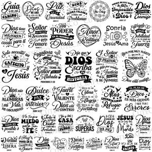 Frases Religiosas Svg Png Bundle, Dios es Amor Svg, Frases Cristianas Svg, Encomienda a Dios Svg, Frases Biblicas Svg, Cut file for Cricut