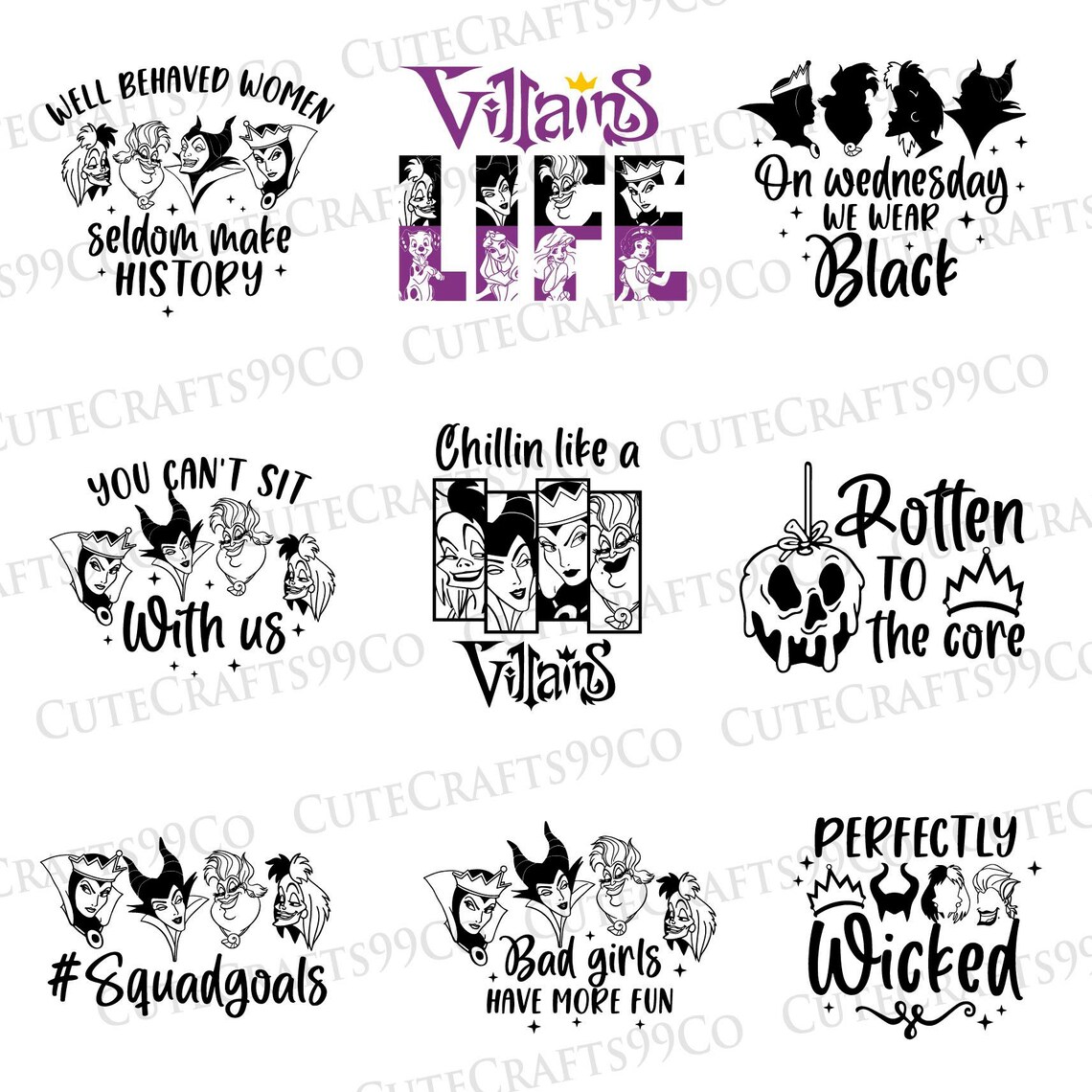 Bundle Outline Villains Svg Png, Bad Girls Friends Svg, Chillin'