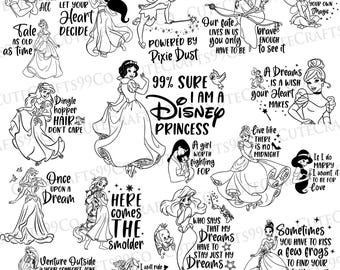 Princess Quotes Svg Png Dxf Bundle, Princess Shirt Design, Vintage Princess Svg, Magical Kingdom Png, Family Vacation Svg, Birthday Trip Svg
