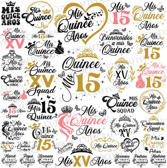 Bundle Mis Quince Svg Png, Mis Quince Squad Svg, Mis Quince Años, Latina Birthday Svg, Birthday Family Svg, Files for Cricut