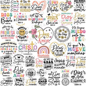 Frases Religiosas Svg Png Bundle, Frases biblicas Svg, Fe Mueve Montañas Svg, Dios Amor Fortaleza Svg, Frases Cristianas Svg, for Cricut
