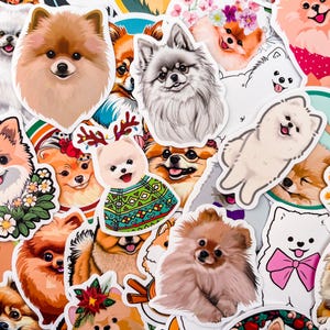 50 zufällige niedliche Pommern Aufkleber, wasserdichte Hundeaufkleber, Kawaii Haustier Aufkleber, Aufkleber für Kindle und Laptop, Aufkleber für Hundeliebhaber