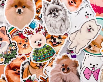 50 Random Cute Pomeranian Stickers, Waterproof Dog Stickers, Kawaii Pet Stickers, Stickers for Kindle and Laptop, Stickers for Dog Lover