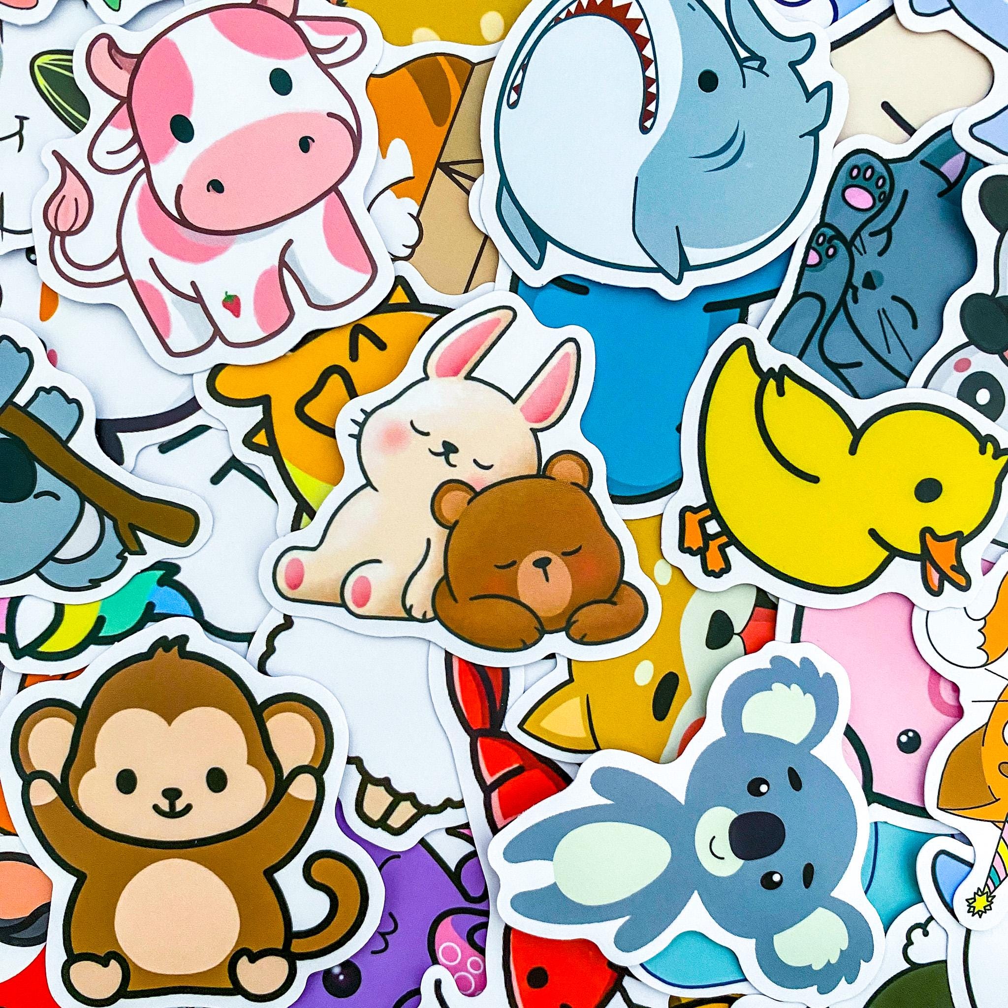 50 Random Kawaii Animal Stickers, Fun Stickers for Kids, Cute ...