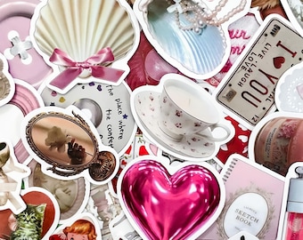 50 adesivi estetici pastello, adesivi romantici, adesivi vintage, adesivi ballerina, adesivi per diario, adesivi stravaganti per laptop