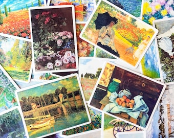 50PCS Monet Graffiti Stickers, Retro Aesthetic Art Stickers, Colorful Oil Painting Stickers, Impressionist Masterpiece Stickers for Kindle