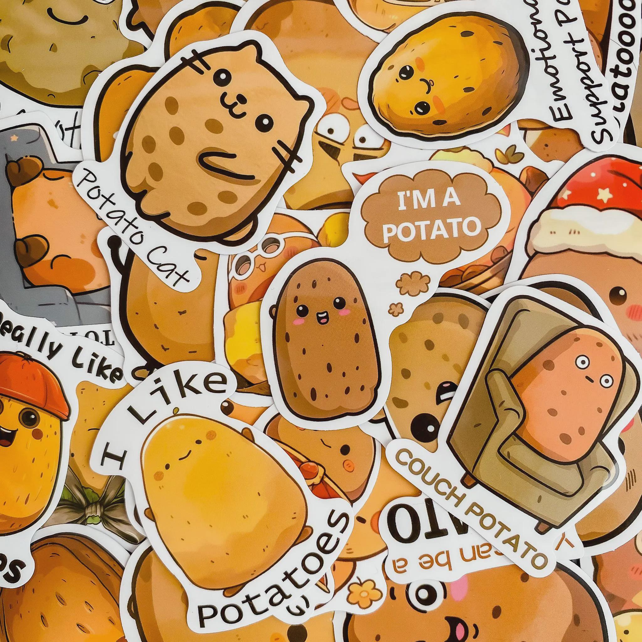 50 Random Cute Potato Stickers, Vinyl Kawaii Stickers, Funny Aesthetic ...