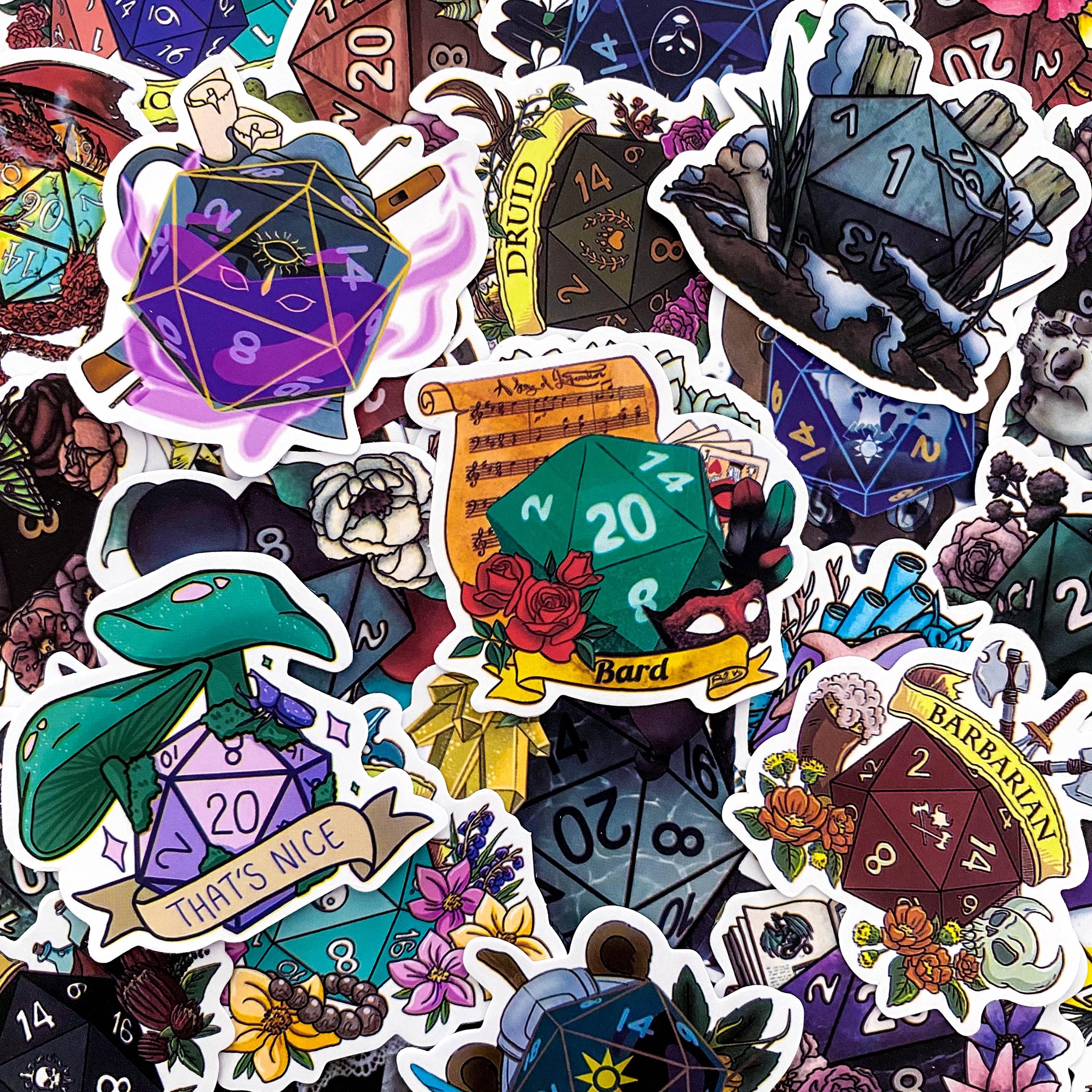 Dnd Switch Sticker 50PCS Magical Dnd Stickers, Floral Dice Stickers, Whimsical Fantasy ...