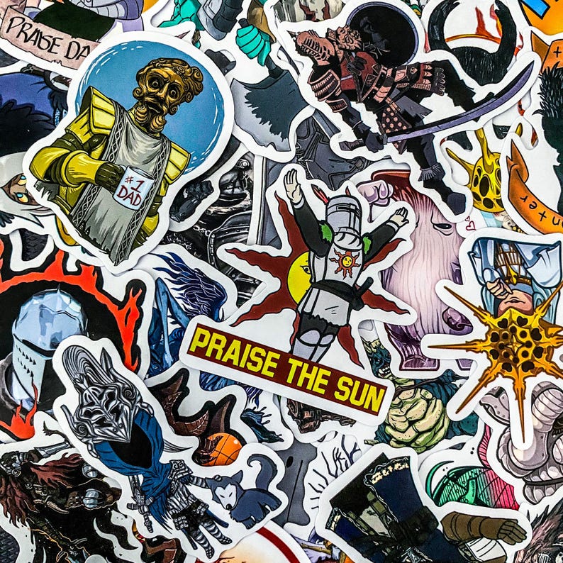 50 Random Gaming Stickers, Dark Souls-themed Waterproof Stickers ...