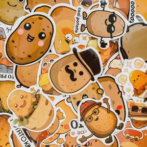 50 Random Cute Potato Stickers, Vinyl Kawaii Stickers, Funny Aesthetic Stickers, Potato-Themed Waterproof Stickers for Journal, Scrapbook