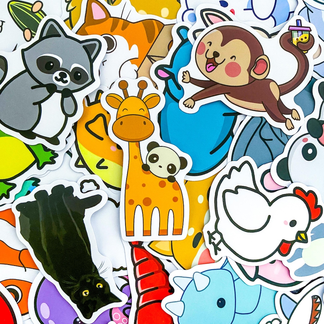 50 Random Kawaii Animal Stickers, Fun Stickers for Kids, Cute ...