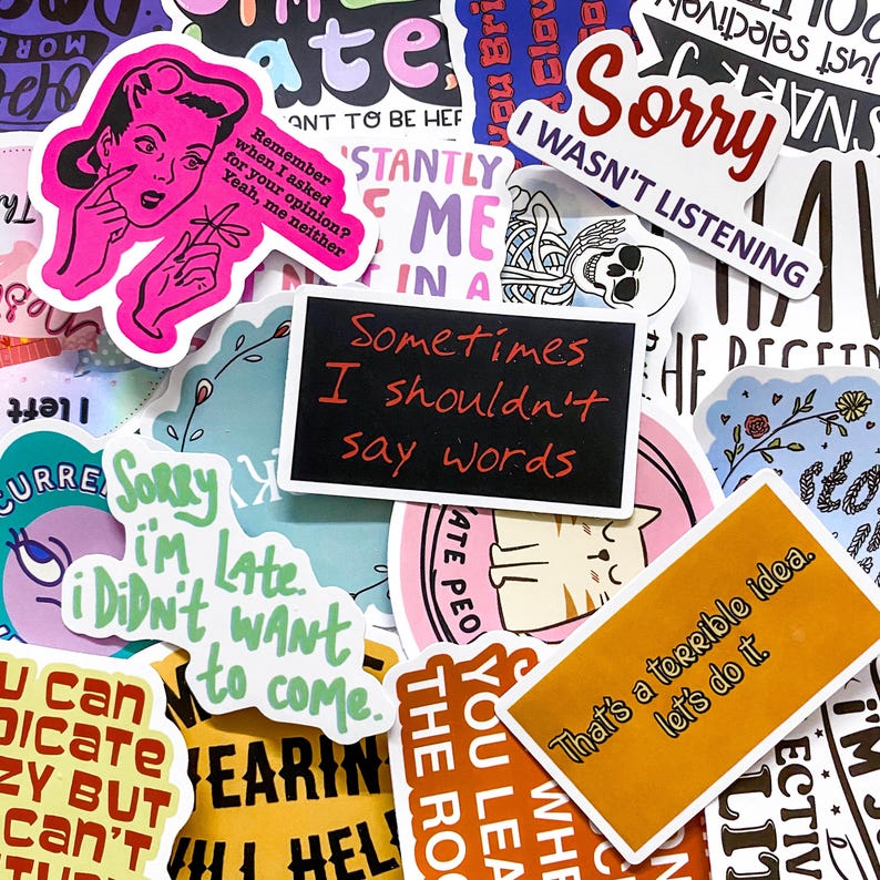 Sticker Design Jokes 50PCS Sarcastic Humor Stickers, Funny Attitude Stickers, Colorful ...