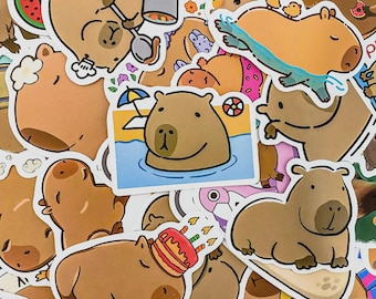 50 Random Capybara Stickers, Cute Animal Sticker Pack, Funny Capybara Stickers, Waterproof  Stickers for Journal Laptop DIY Crafts
