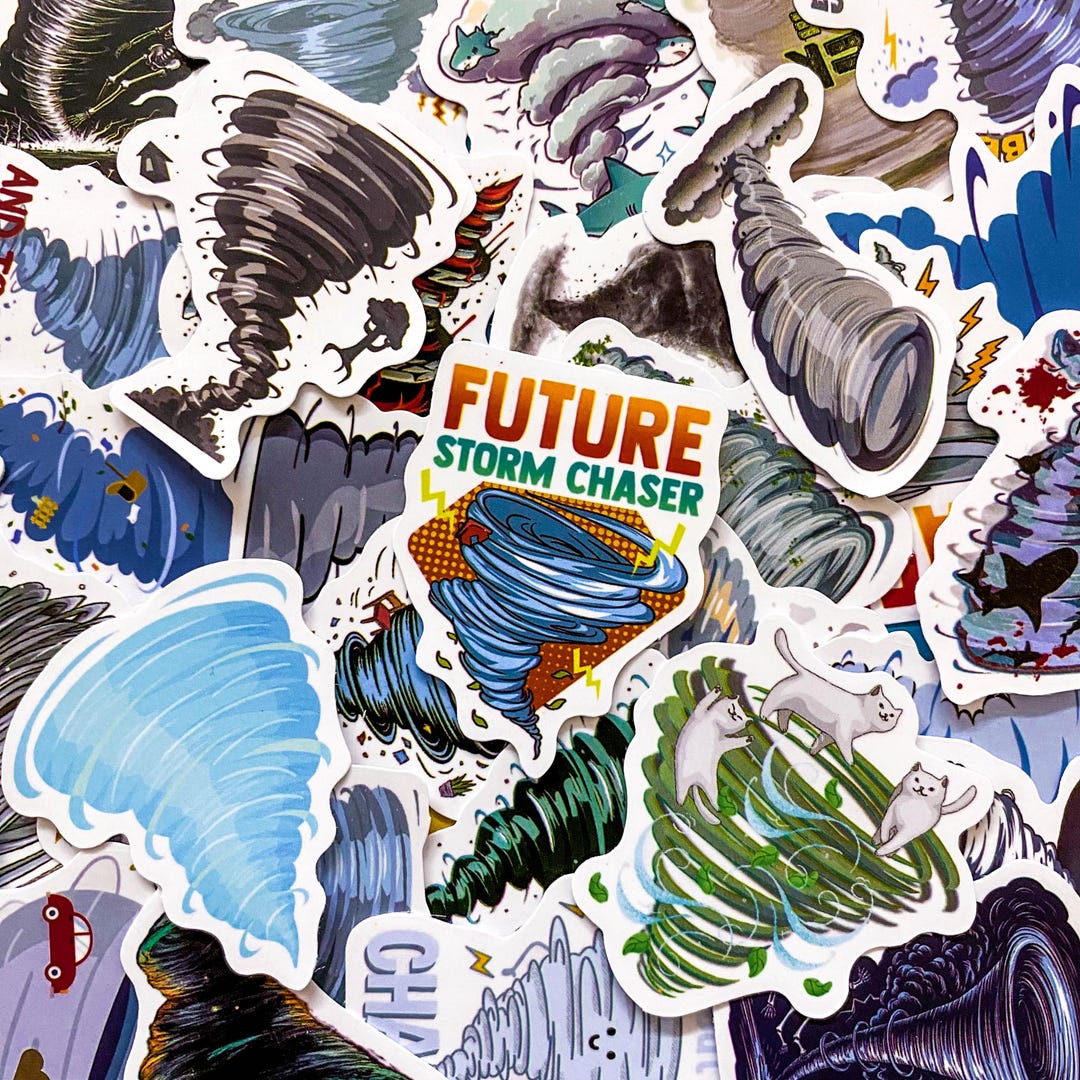 50PCS Extreme Weather Tornado Stickers, Powerful Atmospheric Storm ...