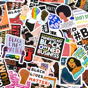 50 stickers activiste, thème Black Lives Matter, stickers de protestation, stickers inspirants, stickers waterproof pour ordinateur portable et scrapbooking